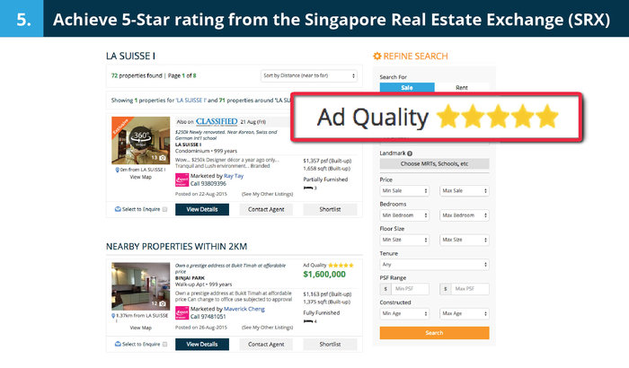 Achieve 5-star Rating from SRX